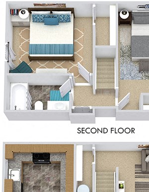 3D Lynwood Townhome 3D Lynwood 2 bedroom townhome. 1st story with Kitchen-dining-living-half bath-in-unit Laundry. 2nd story with bedrooms and 1 full bath.